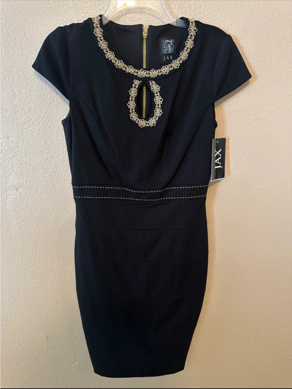 JAX Black Midi Dress with Gold Trim